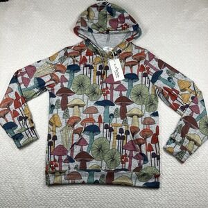 NWT L.A. Soul Womens Hoodie Med Whimsical Mushroom Print Boho Hippie Earthy Mod